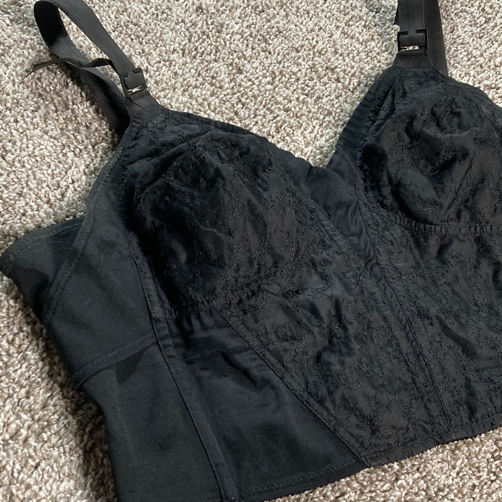 Vintage Playtex Living 1950s Longline Lace Bra Bustier 1261 Embroidered sz 40B